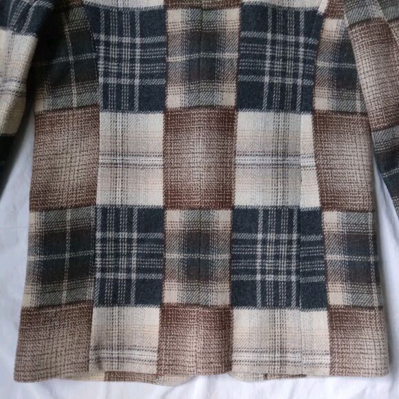 Vintage New York Style Wool Blend Patchwork Plaid Blazer Jacket Womens Small - Picture 12 of 12